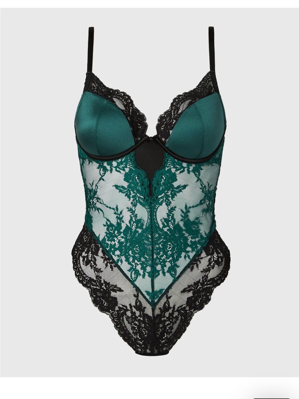 La SENZA Emerald and Black Lace Bodysuit